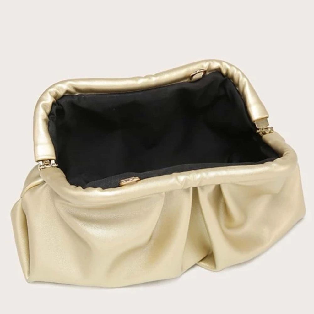 Vegan Leather Gold Color Clutch Bag - Picture 5 of 6